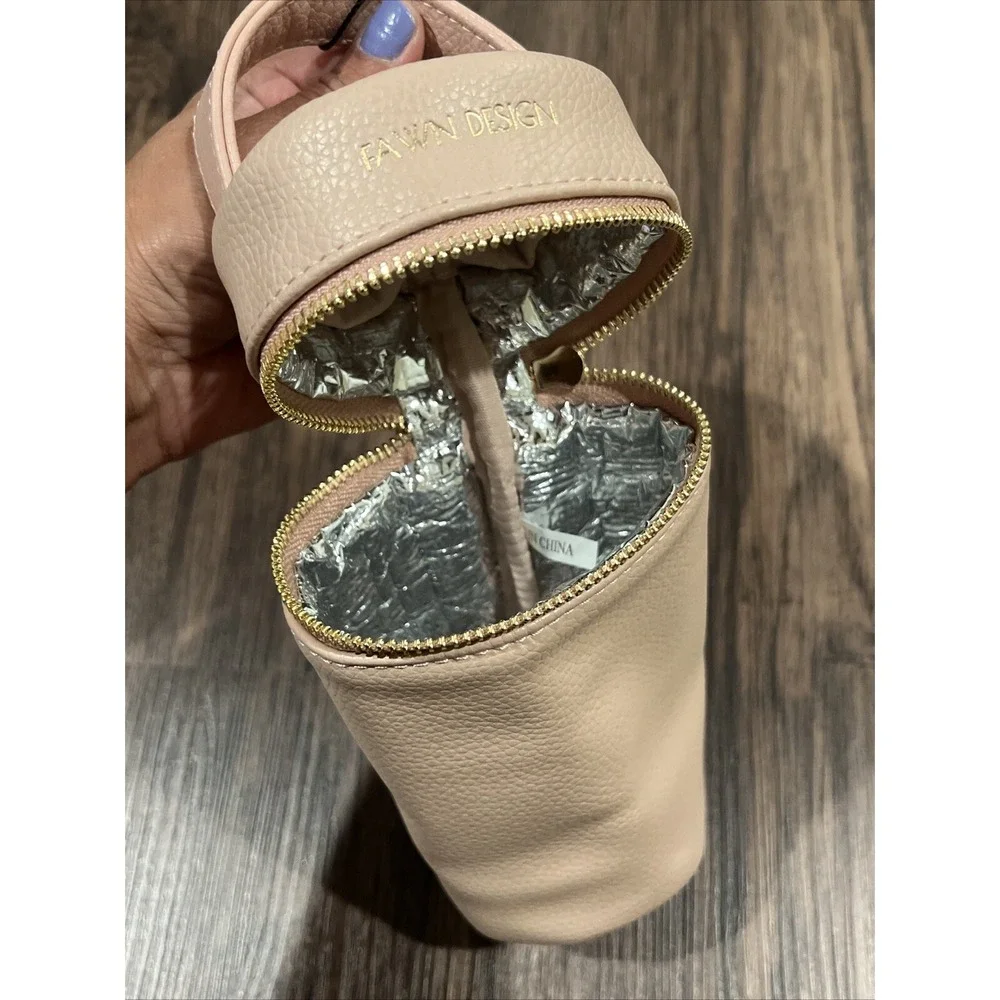 Fawn Design Vegan Leather Bottle Bag Keeps Bottles Warm Or Cold Blush